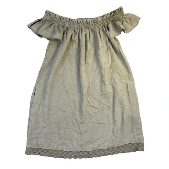 Zara Basic Off the Shoulder Dress Grey-Green XS Beachy Cottage Preppy Prairie - Picture 1 of 7